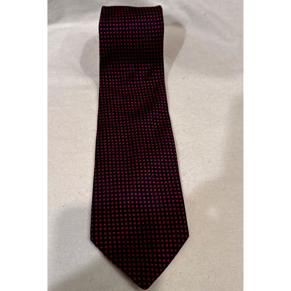 Brooks Brothers 346 Neck Tie 100% Silk Red Check Made In USA 3.75" Wide 60" Long
